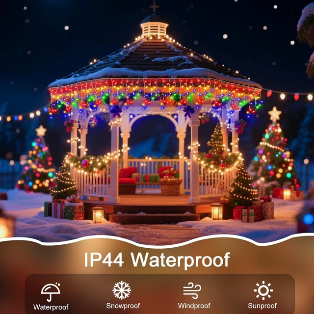 Alt view image 5 of 6 - 98 Ft Ice Light for Outside, 900 LED Christmas Lights Outdoor Plug in, Christmas Ice Lighting with 8 Modes & Timer for Holiday, Party, Wedding, House, Patio, Outdoor Decor(Multicolor)