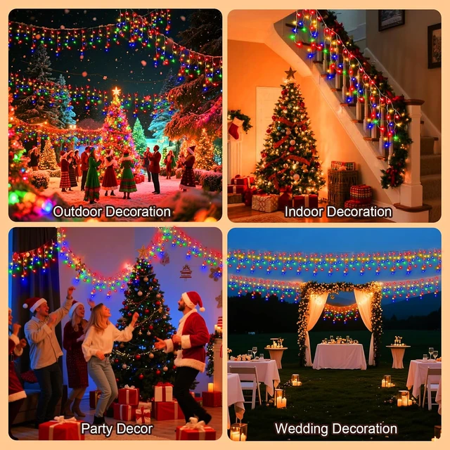 Alt view image 6 of 6 - 98 Ft Ice Light for Outside, 900 LED Christmas Lights Outdoor Plug in, Christmas Ice Lighting with 8 Modes & Timer for Holiday, Party, Wedding, House, Patio, Outdoor Decor(Multicolor)