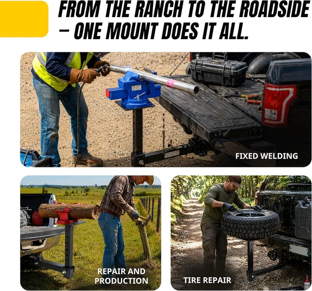 Alt view image 6 of 6 - Hitch Mount Vise Plate Holder HeavyDuty 2 Inch Receiver Workbench Mount Portable Vise and Tool Platform for Trucks SUVs and RVs Alloy Steel Construction (80356)