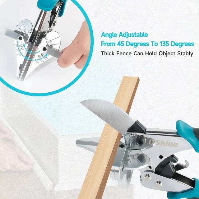 Alt view image 4 of 5 - OShine Ratchet Miter Shears Expert for Angular Cutting Molding Crafting Wood, Quarter Round Cutting Tool, 45-135 Degree Multi Angle PVC Miter Shear Trim Cutter Hand Tool, w/Extra Four Anvils & Blade