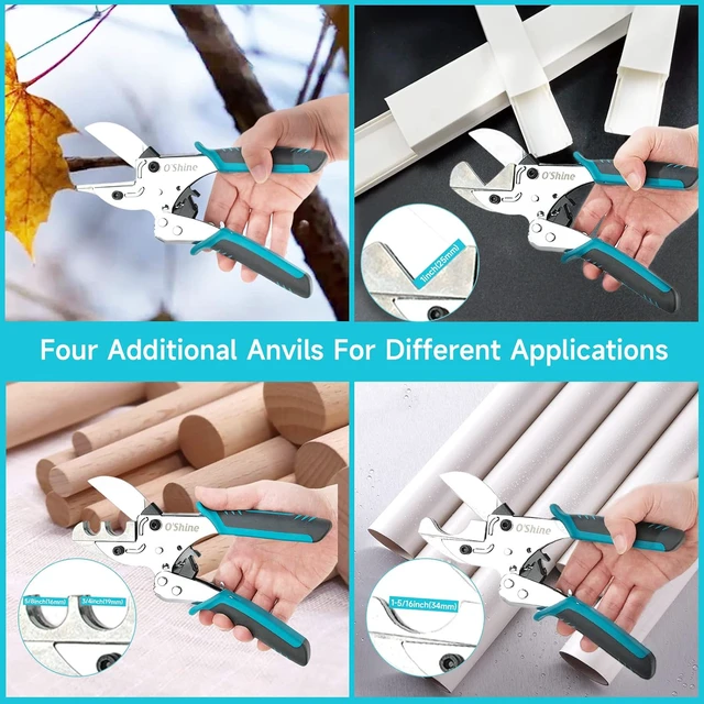 Alt view image 3 of 5 - OShine Ratchet Miter Shears Expert for Angular Cutting Molding Crafting Wood, Quarter Round Cutting Tool, 45-135 Degree Multi Angle PVC Miter Shear Trim Cutter Hand Tool, w/Extra Four Anvils & Blade