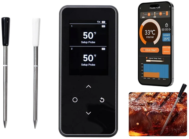 Main image of Wireless Bluetooth Meat Thermometer with 2 Probes for Grill, BBQ & Oven