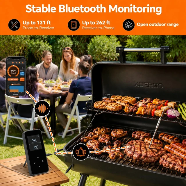 Alt view image 3 of 7 - Wireless Bluetooth Meat Thermometer with 2 Probes for Grill, BBQ & Oven