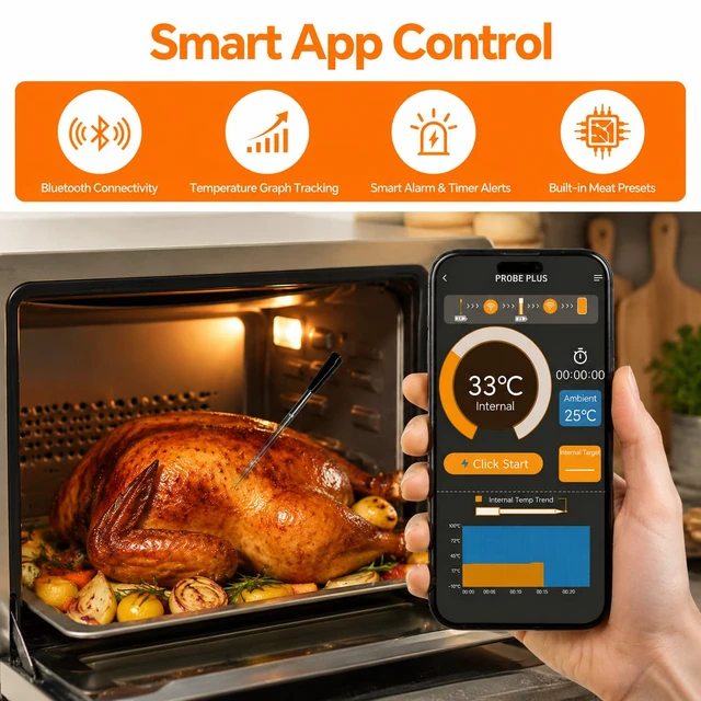 Alt view image 4 of 7 - Wireless Bluetooth Meat Thermometer with 2 Probes for Grill, BBQ & Oven