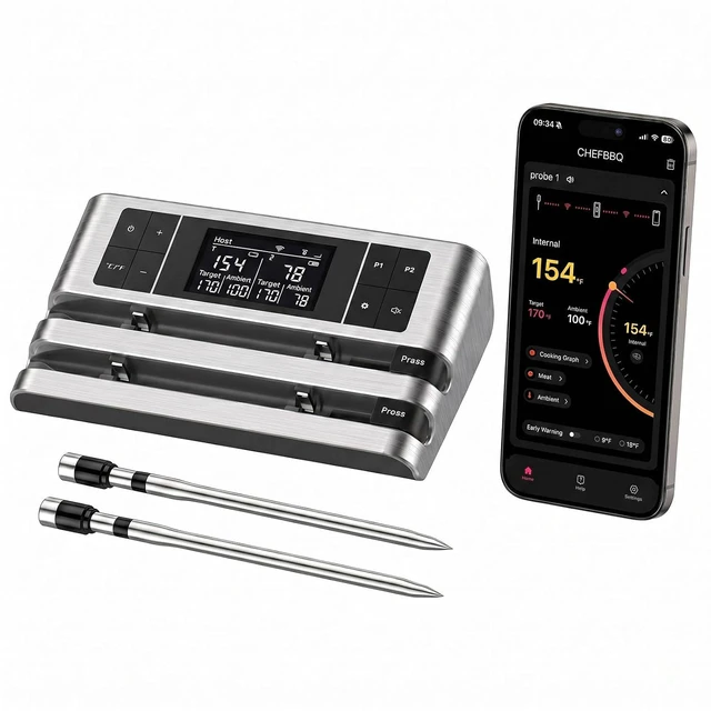 Main image of Dual Probe Wireless Meat Thermometer with 500FT App Monitoring