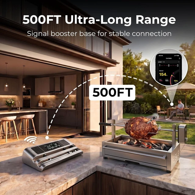 Alt view image 3 of 7 - Dual Probe Wireless Meat Thermometer with 500FT App Monitoring
