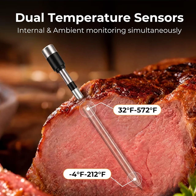 Alt view image 4 of 7 - Dual Probe Wireless Meat Thermometer with 500FT App Monitoring