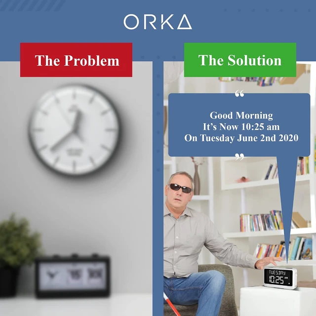 Alt view image 2 of 7 - Talking Clock. Voice Recordable Ex Large Medication Pill Reminder. Talking Alarm Clock for Dementia, Hearing, Visually impaired Seniors-Digital Day Clock with Multiple Customized Alarms White