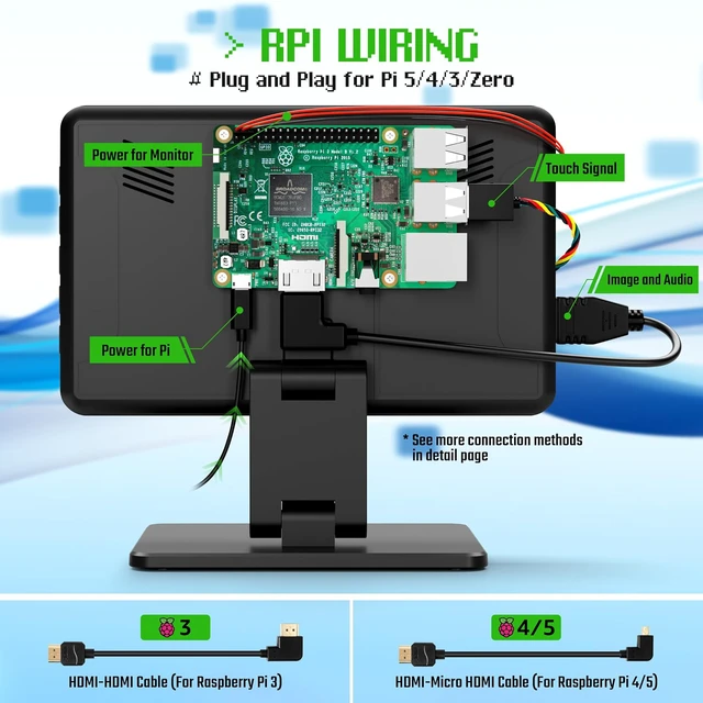 Alt view image 4 of 7 - 7-inch Mini Monitor with Touchscreen for Raspberry Pi, Computer, SBC