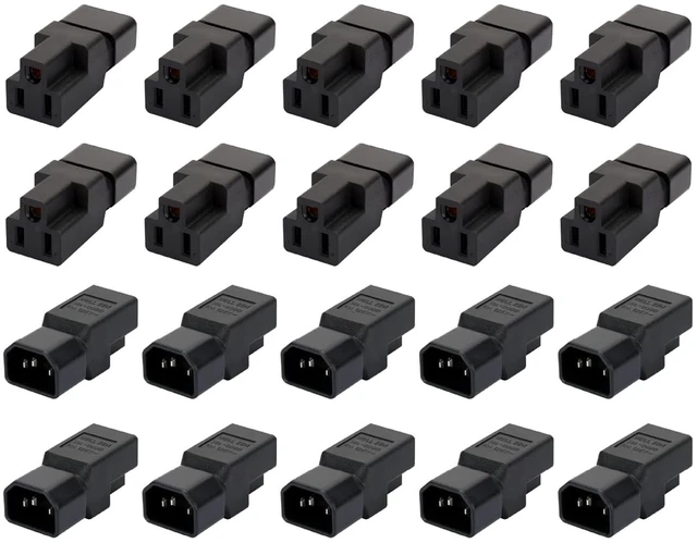 Main image of Dracaena.io 20-Pack IEC320 C14 Male to NEMA 5-15R Power Adapter, PDU/UPS AC