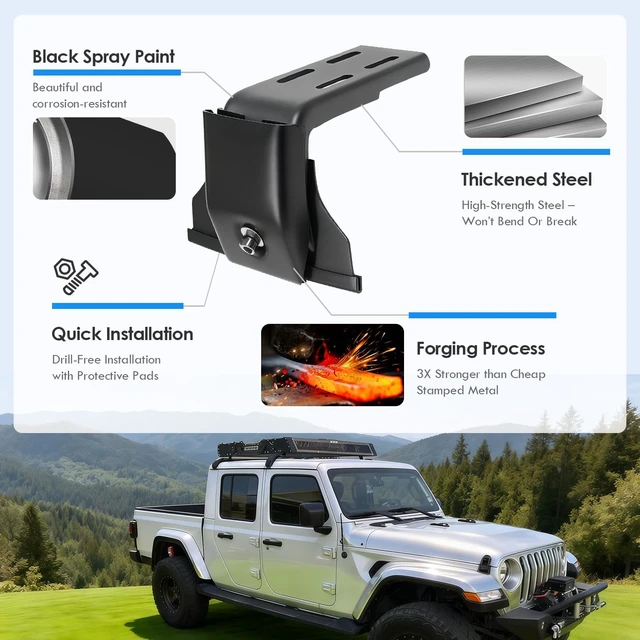 Alt view image 3 of 6 - Gutter Mount Roof Rack Brackets for Jeep with Rain Gutters