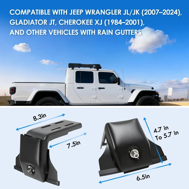 Alt view image 4 of 6 - Gutter Mount Roof Rack Brackets for Jeep with Rain Gutters