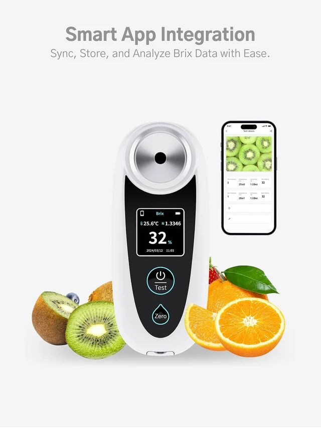 Alt view image 4 of 7 - Digital Brix Refractometer, ±0.1%, Precisionwith ATC, Rechargeable & Portable, for Fruit, Juice, Vegetables & Homebrewing