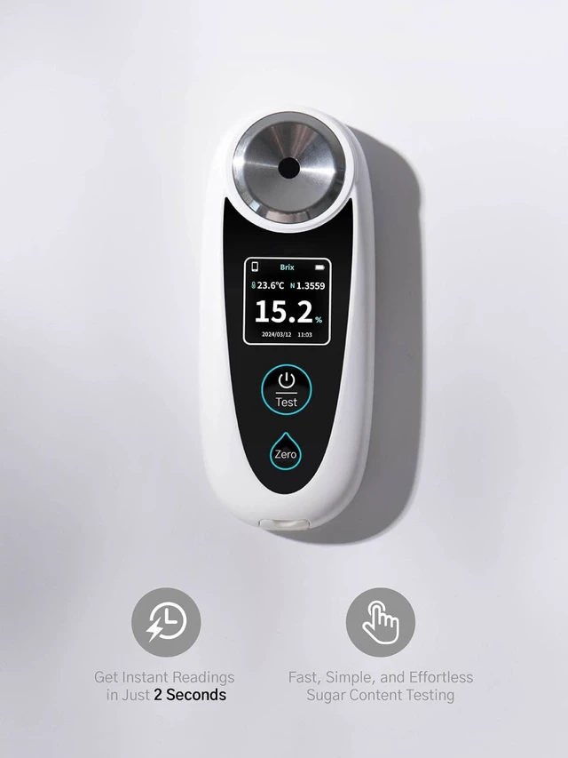 Alt view image 3 of 7 - Digital Brix Refractometer, ±0.1%, Precisionwith ATC, Rechargeable & Portable, for Fruit, Juice, Vegetables & Homebrewing