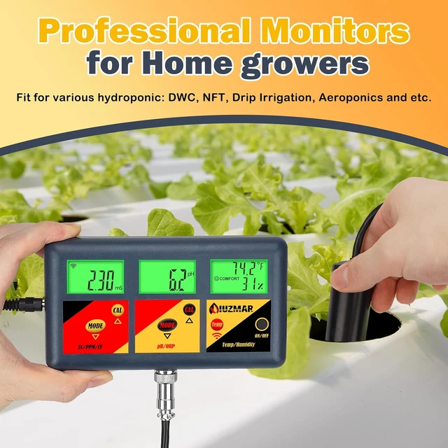 Alt view image 3 of 6 - pH EC Meter for Hydroponics 7 in 1 pH EC PPM CF ORP Temp Humidity