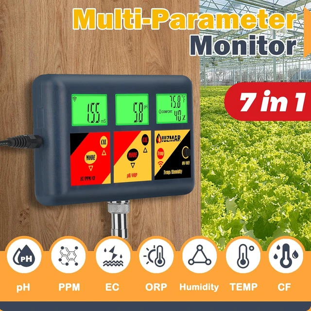 Alt view image 2 of 6 - pH EC Meter for Hydroponics 7 in 1 pH EC PPM CF ORP Temp Humidity