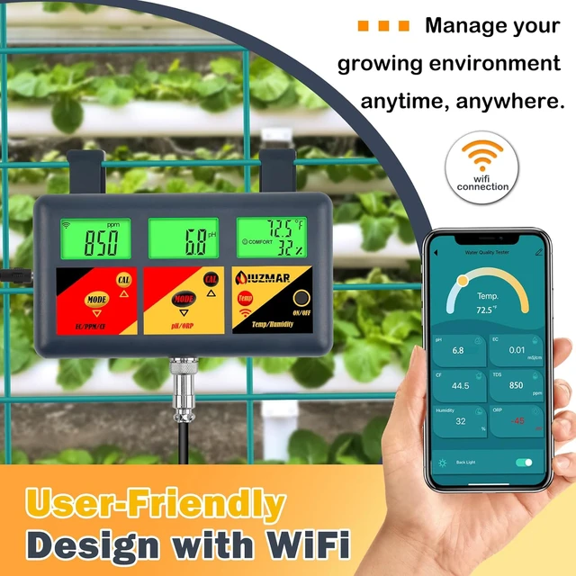 Alt view image 5 of 6 - pH EC Meter for Hydroponics 7 in 1 pH EC PPM CF ORP Temp Humidity