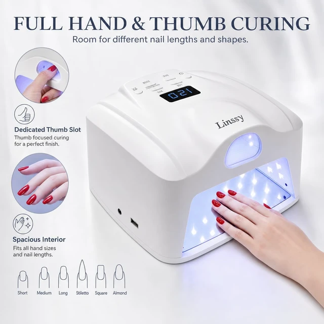 Alt view image 2 of 7 - Dual Ports UV LED Nail Lamp for Gel Nails,72W Gel Lamp with Thumb Light