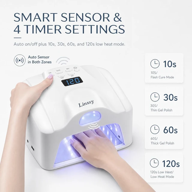 Alt view image 5 of 7 - Dual Ports UV LED Nail Lamp for Gel Nails,72W Gel Lamp with Thumb Light