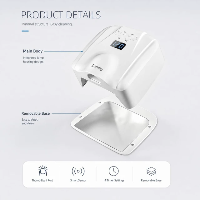 Alt view image 6 of 7 - Dual Ports UV LED Nail Lamp for Gel Nails,72W Gel Lamp with Thumb Light