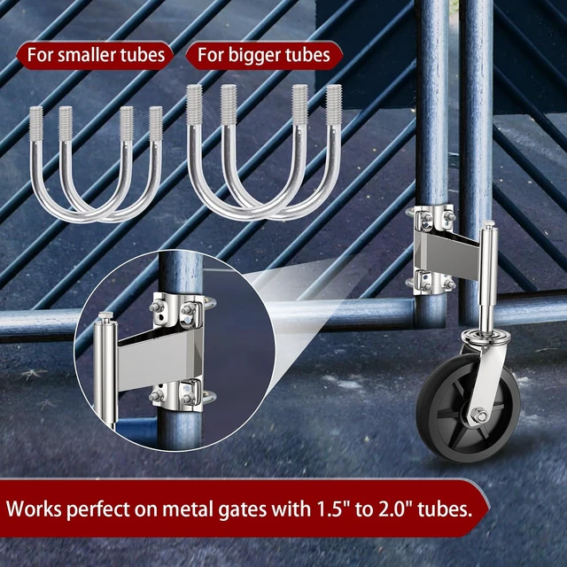 Alt view image 5 of 7 - 8 Inch Heavy Duty Fence Gate Wheel for Metal Tube Gates