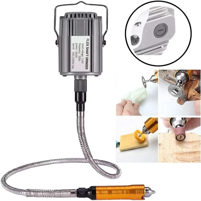 Alt view image 5 of 7 - Rotary Tool Flex Shaft Hanging Grinder Carver Electric Multi-function Metalworking Tools Repair Kit, Foot Pedal Control, 780W Strong Power, Metal Flexible Shaft, 23000 RPM