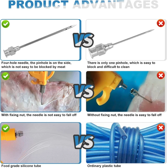 Alt view image 7 of 7 - Electric Meat Injector Gun Pump with Hose, Marinade Syringe Kit