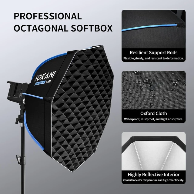 Alt view image 7 of 7 - 24"/60cm Octagonal Bowens Mount Softbox,S-Type Bracket Handheld Soft Box