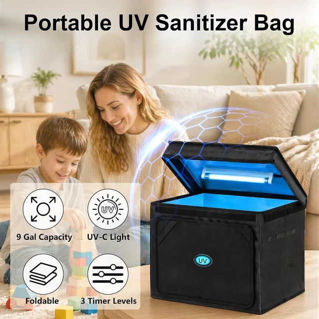 Alt view image 2 of 7 - Large UV Sanitizer Box, 36L Portable Sanitizing and Cleaning Machine with 3-Level Timer, Foldable UV Cleaner Box for Household Use Like Phone, Towel, Key, Etc. Ozone Free