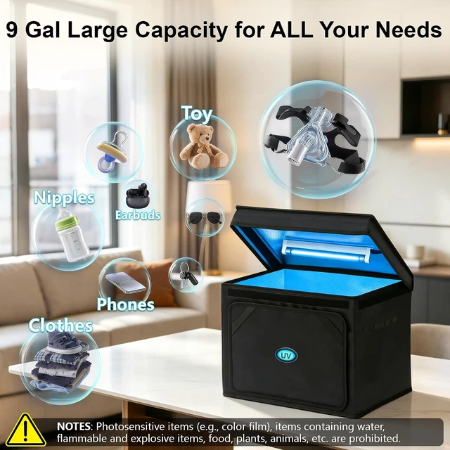 Alt view image 3 of 7 - Large UV Sanitizer Box, 36L Portable Sanitizing and Cleaning Machine with 3-Level Timer, Foldable UV Cleaner Box for Household Use Like Phone, Towel, Key, Etc. Ozone Free