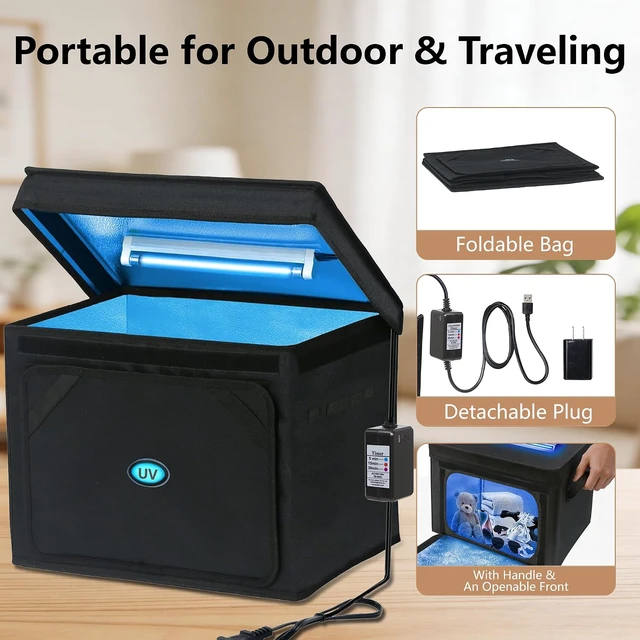 Alt view image 5 of 7 - Large UV Sanitizer Box, 36L Portable Sanitizing and Cleaning Machine with 3-Level Timer, Foldable UV Cleaner Box for Household Use Like Phone, Towel, Key, Etc. Ozone Free