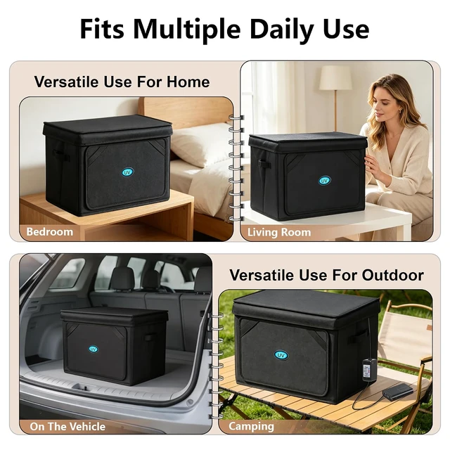 Alt view image 6 of 7 - Large UV Sanitizer Box, 36L Portable Sanitizing and Cleaning Machine with 3-Level Timer, Foldable UV Cleaner Box for Household Use Like Phone, Towel, Key, Etc. Ozone Free