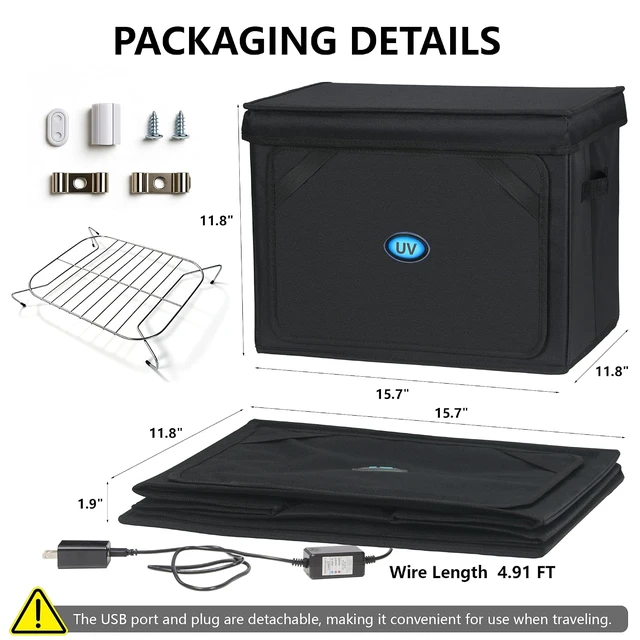 Alt view image 7 of 7 - Large UV Sanitizer Box, 36L Portable Sanitizing and Cleaning Machine with 3-Level Timer, Foldable UV Cleaner Box for Household Use Like Phone, Towel, Key, Etc. Ozone Free