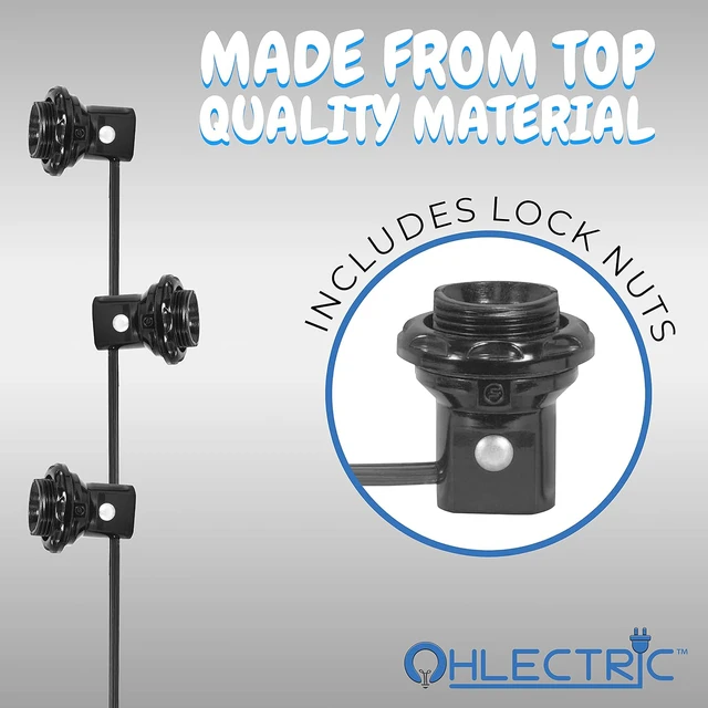 Alt view image 3 of 5 - Light Extension Harness Set - with Candelabra Base Light Sockets - UL Listed and CSA Approved for Safety - Temperature Resistant Cords- Light Harness Set (3 Light Harness) - OL-39278