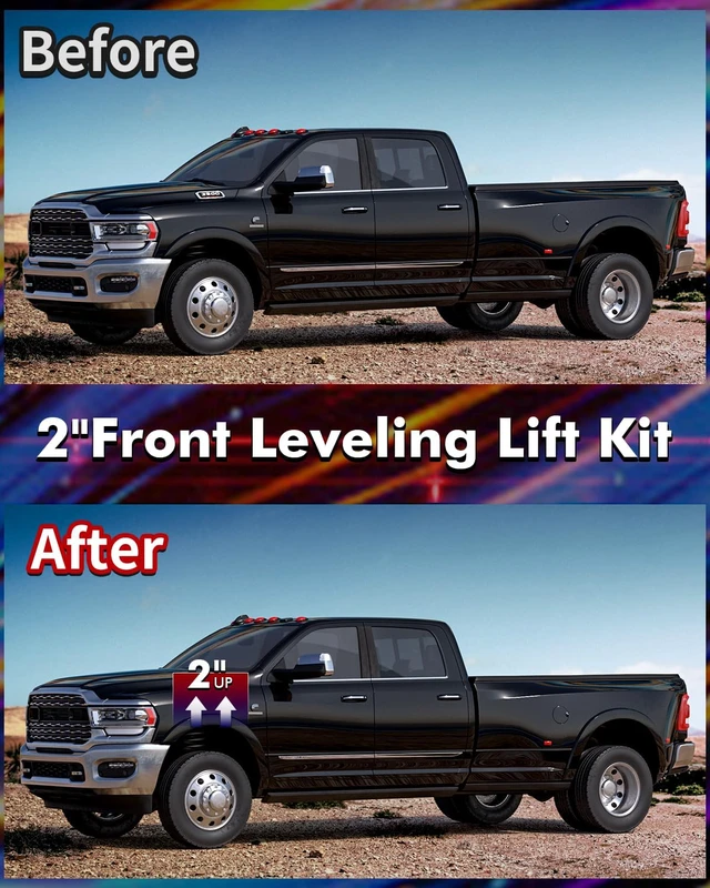 Alt view image 4 of 7 - 2 Inch Front Leveling Kit with Spring Strut Spacers & Shock Relocation Brackets for 2014-2023 Ram 2500 4WD & 2013-2023 Ram 3500 4WD