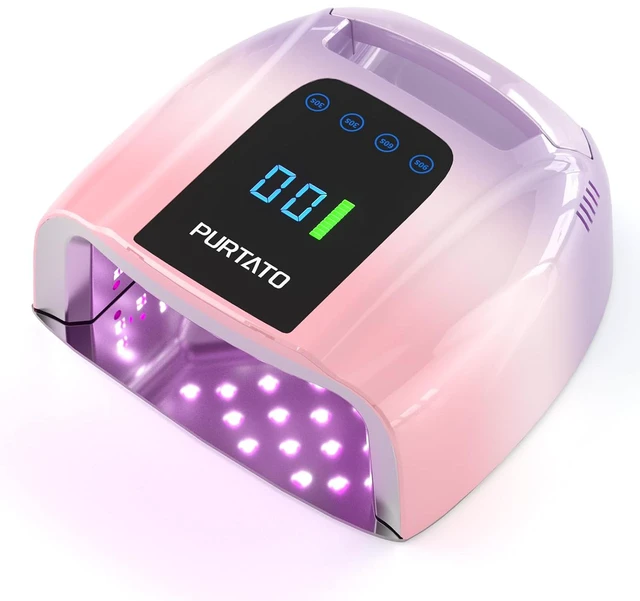 Main image of Professional Rechargeable 96W UV LED Portable Cordless UV Light for Nail Lamp Machine with Removable Stainless Steel Bottom,4 Timer Setting and Smart Sensor Nail Dryer (Purple&Pink)