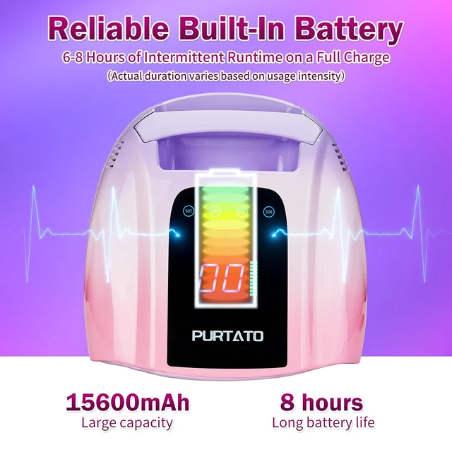 Alt view image 2 of 7 - Professional Rechargeable 96W UV LED Portable Cordless UV Light for Nail Lamp Machine with Removable Stainless Steel Bottom,4 Timer Setting and Smart Sensor Nail Dryer (Purple&Pink)