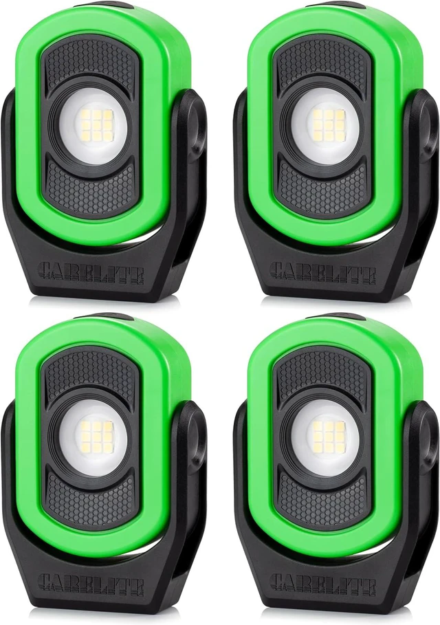 Main image of Magnetic Work Light 780 Lumen Compact Pocket Light, Rechargeable 3000mAh, 360° Pivot, Durable & Portable for Mechanics & Jobsites (Green, 4-Pack)