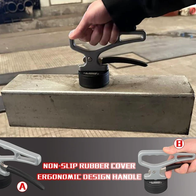 Alt view image 4 of 7 - Heavy Duty Strong Magnetic Pickup Tool,2 Pack Magnetic Lifting with Quick Release,Portable Material Collector with Ergonomic Handle for Iron Plate,Tool Steel,Laser Cutting