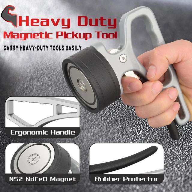 Alt view image 6 of 7 - Heavy Duty Strong Magnetic Pickup Tool,2 Pack Magnetic Lifting with Quick Release,Portable Material Collector with Ergonomic Handle for Iron Plate,Tool Steel,Laser Cutting