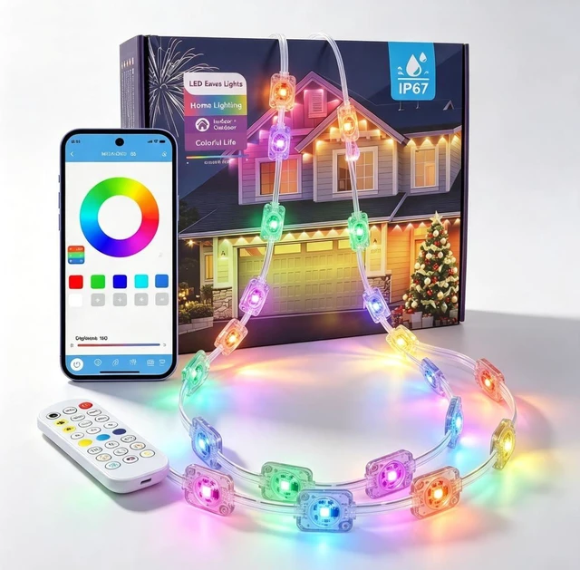 Main image of Permanent Christmas Lights 100FT, Smart Eaves Lights for House Roofline