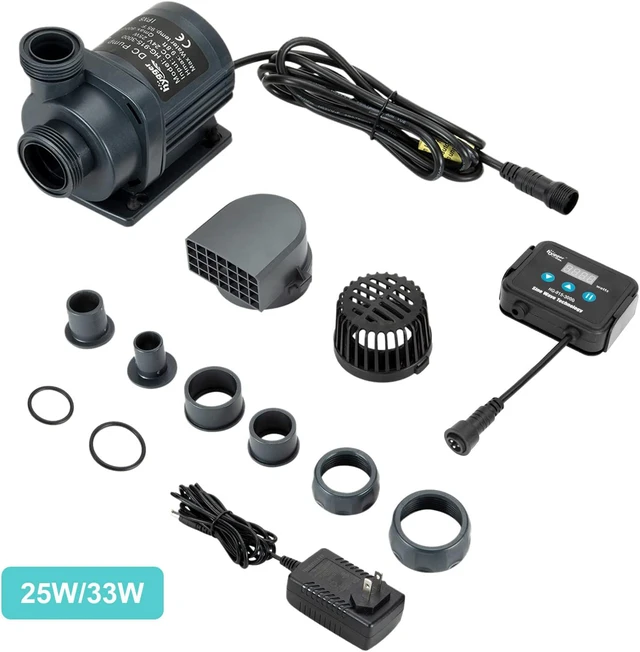 Alt view image 2 of 7 - 800GPH Quiet Submersible and External 24V Water Pump, with Controller (30%-100% Settings), Powerful Return Pump for Fish Tanks, Aquariums, Ponds, Fountains, Sump, Hydroponics (25W, 9.8ft)