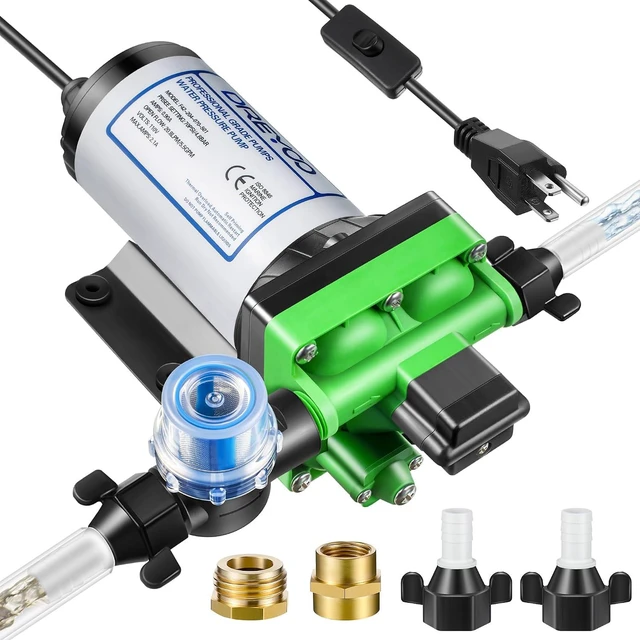 Main image of Upgraded 110V AC Water Diaphragm Pressure Pump, 5.5GPM 70PSI Self RV Priming Water Pump with Plug and Switch, Revolution Pump for Water Transfer Pressure Booster Camper with 2 Brass Connectors
