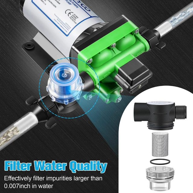 Alt view image 5 of 7 - Upgraded 110V AC Water Diaphragm Pressure Pump, 5.5GPM 70PSI Self RV Priming Water Pump with Plug and Switch, Revolution Pump for Water Transfer Pressure Booster Camper with 2 Brass Connectors