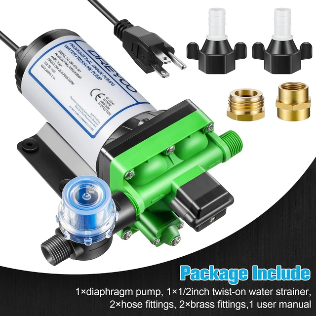 Alt view image 7 of 7 - Upgraded 110V AC Water Diaphragm Pressure Pump, 5.5GPM 70PSI Self RV Priming Water Pump with Plug and Switch, Revolution Pump for Water Transfer Pressure Booster Camper with 2 Brass Connectors