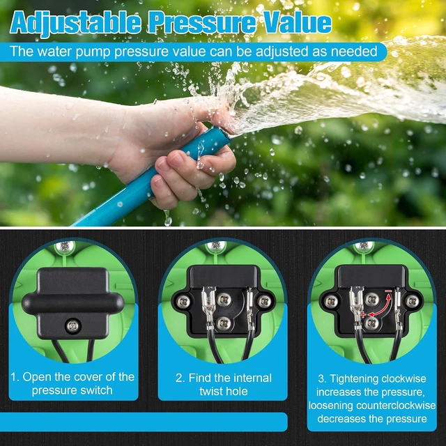 Alt view image 6 of 7 - Upgraded 110V AC Water Diaphragm Pressure Pump, 5.5GPM 70PSI Self RV Priming Water Pump with Plug and Switch, Revolution Pump for Water Transfer Pressure Booster Camper with 2 Brass Connectors