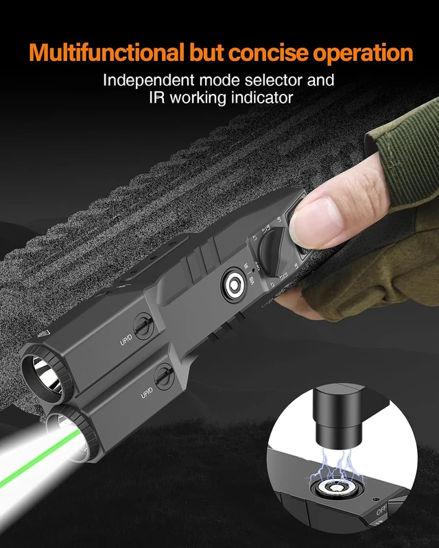 Alt view image 3 of 7 - Low Profile Mlok/Picatinny Mounted Tactical Flashlight Laser 4 in 1 Combo