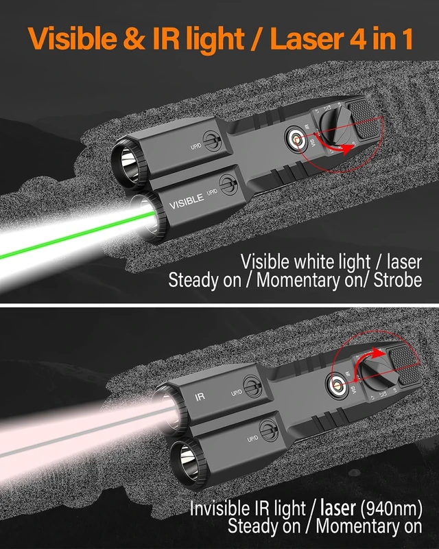 Alt view image 4 of 7 - Low Profile Mlok/Picatinny Mounted Tactical Flashlight Laser 4 in 1 Combo