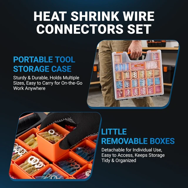 Alt view image 3 of 7 - 1347PCS Heat Shrink Wire Connectors Kit, Electrical Terminals & Solder Seal Connectors, Insulated Marine Grade Waterproof Ring Fork Spade Butt Splice Set for Boat Automotive DIY