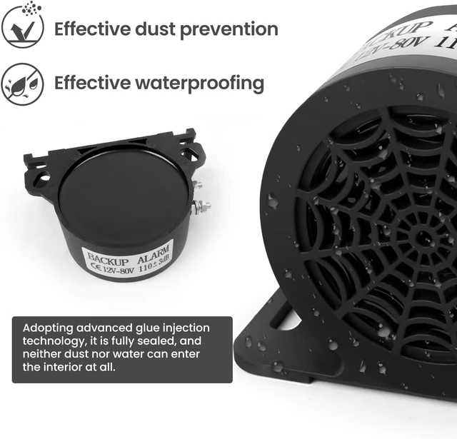 Alt view image 3 of 6 - Backup Alarm 110dB 12V-80V DC Waterproof Industrial Heavy-Duty Backup Reverse Warning Alarm with Super Loud Beeper Tone for Truck Van Freight Car Lorry Heavy Vehicles (110dB-6PC)